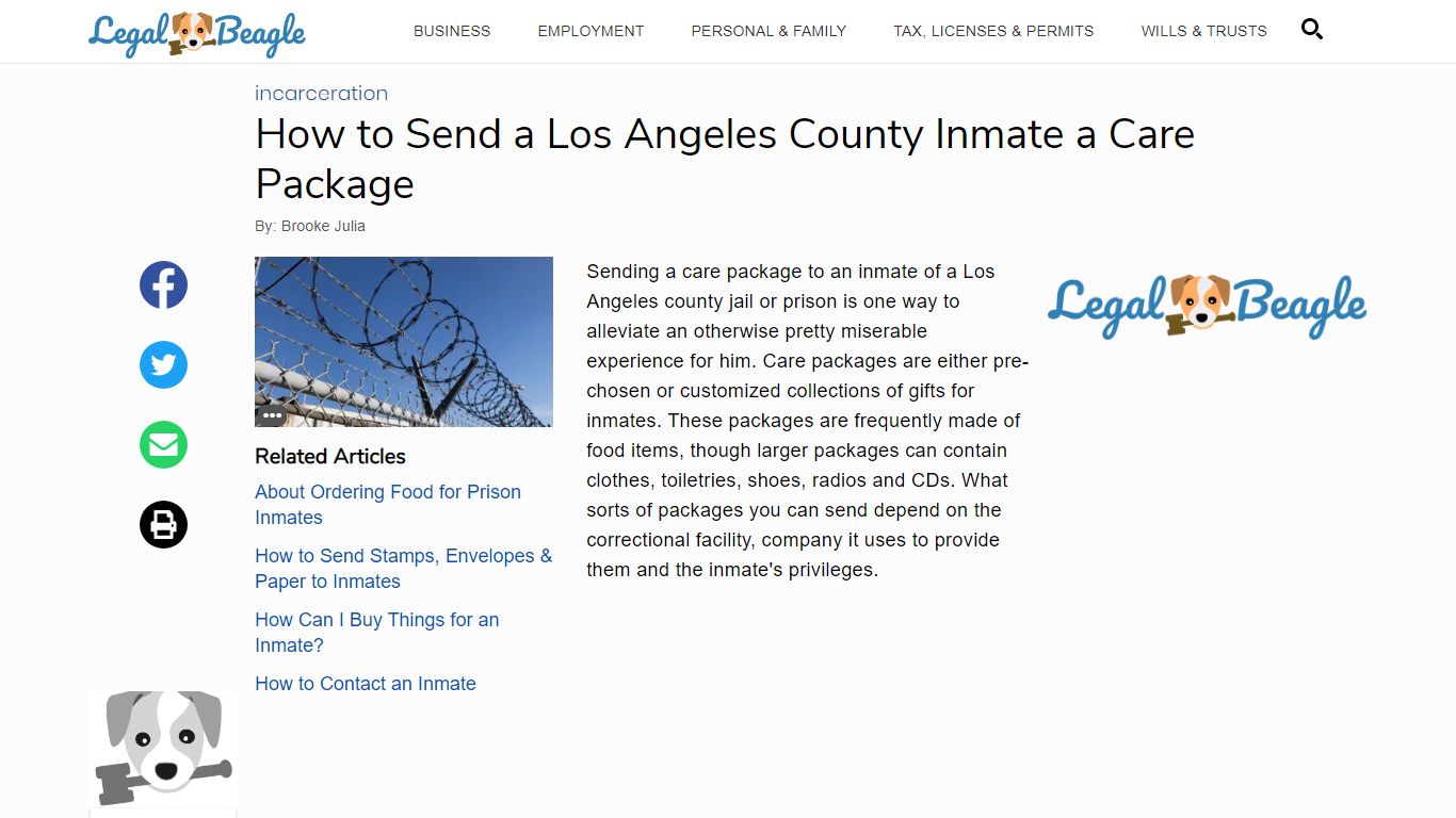 How to Send a Los Angeles County Inmate a Care Package